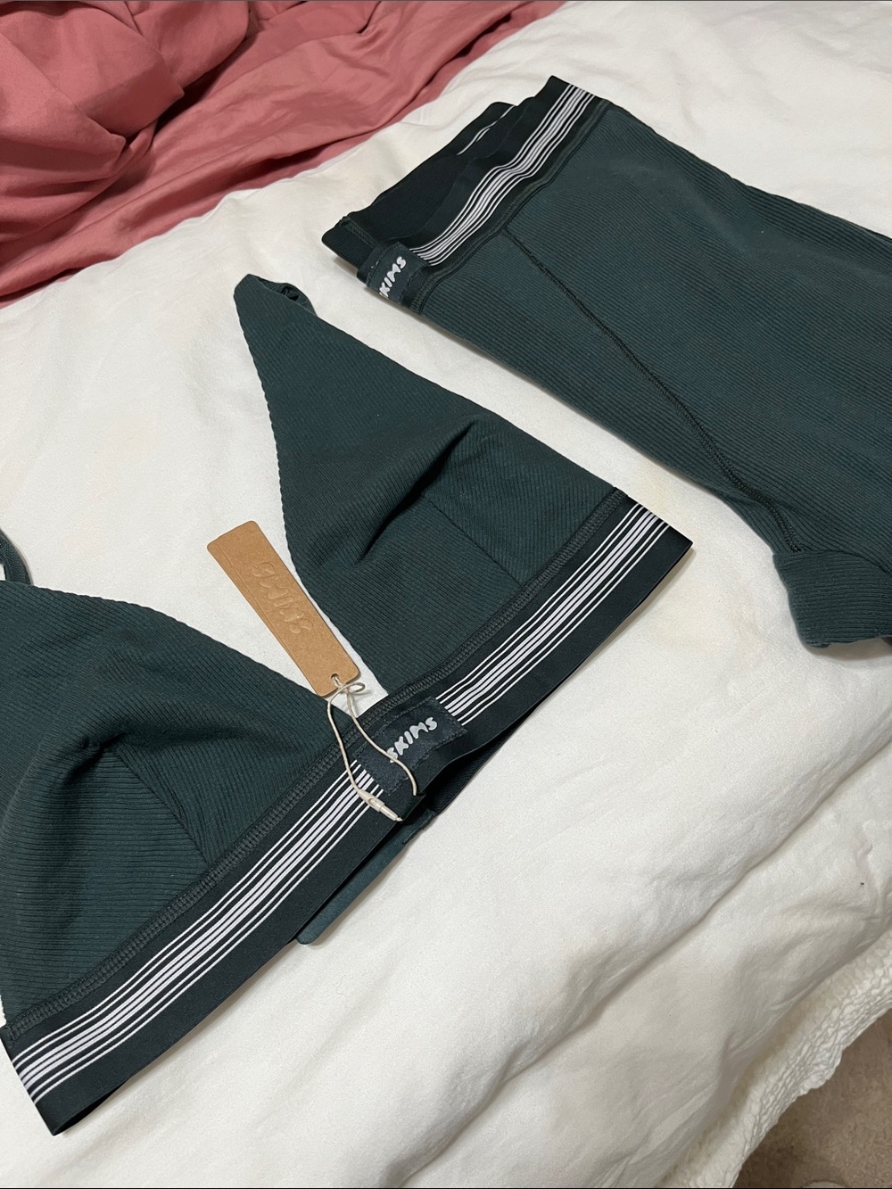 SKIMS Cotton Rib Plunge Bralette & Legging Set in Spruce